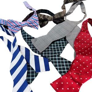 Bundle of 6 Bow Ties Silk Tommy Hilfiger Polka Dot Plaid Stripe Original Penguin